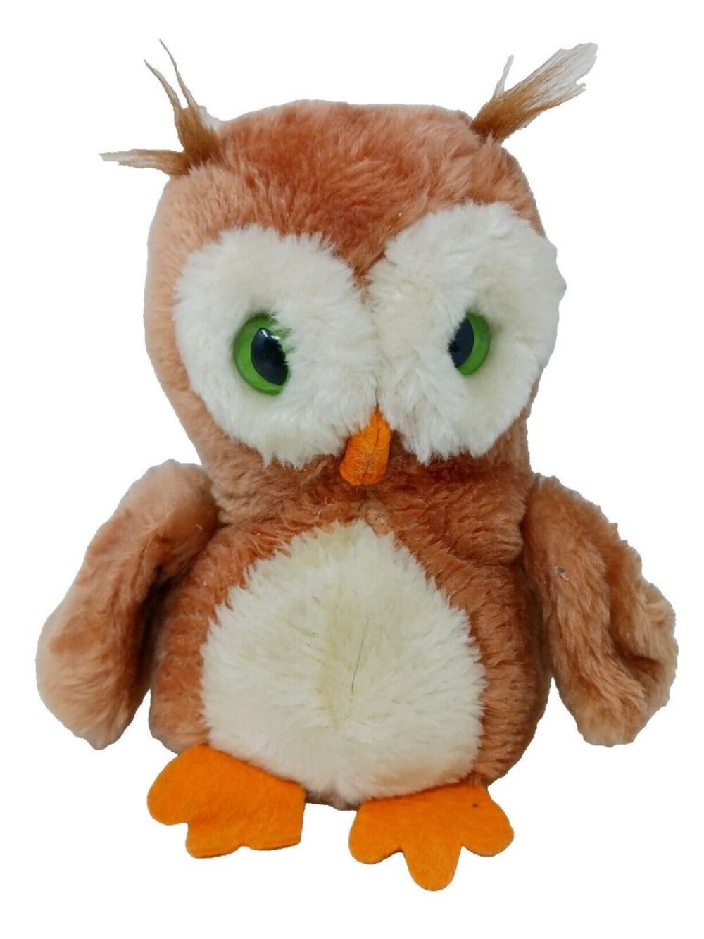 R. Dakin & Co. 1975 Plush Owl Stuffed Bean Bag Green eyes 7" Weighted Bottom D44
